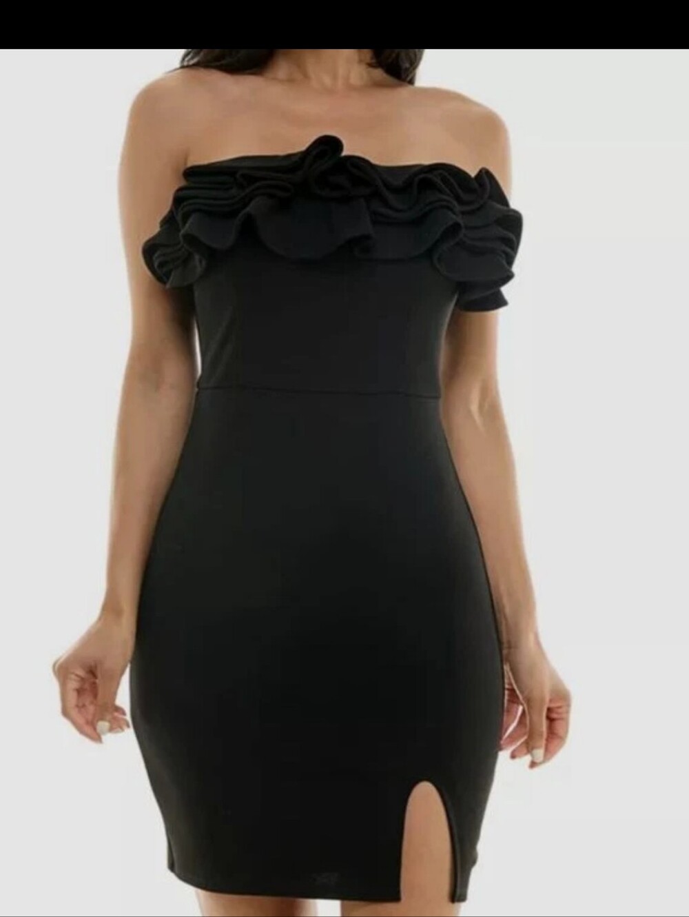 Emerald Sundae Ruffled Strapless Bodycon Dress